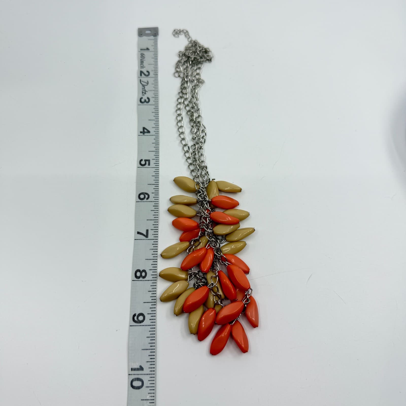 Boho Layered Statement Necklace Dangle Earrings Set Chunky Coral Beige Gift - Thumbnail 16