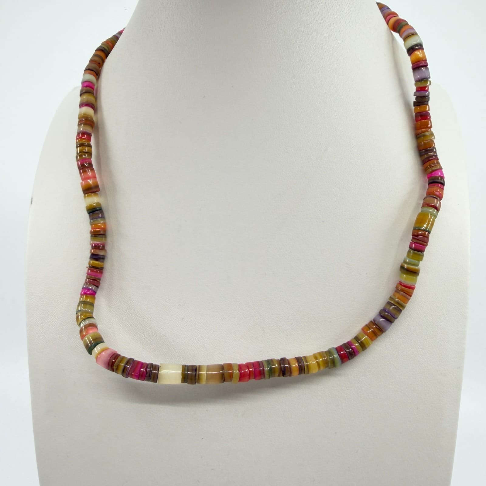Boho Colorful Heishe Bead Necklace Bracelet Set Layering Festival Summer Gift - Thumbnail 4