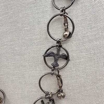 Vintage Y2K Silver Tone Beaded Animal Charm Necklace Women's Classic Jewelry - Thumbnail 6