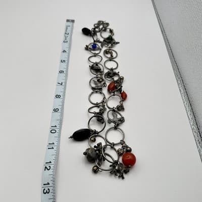 Vintage Y2K Silver Tone Beaded Animal Charm Necklace Women's Classic Jewelry - Thumbnail 8
