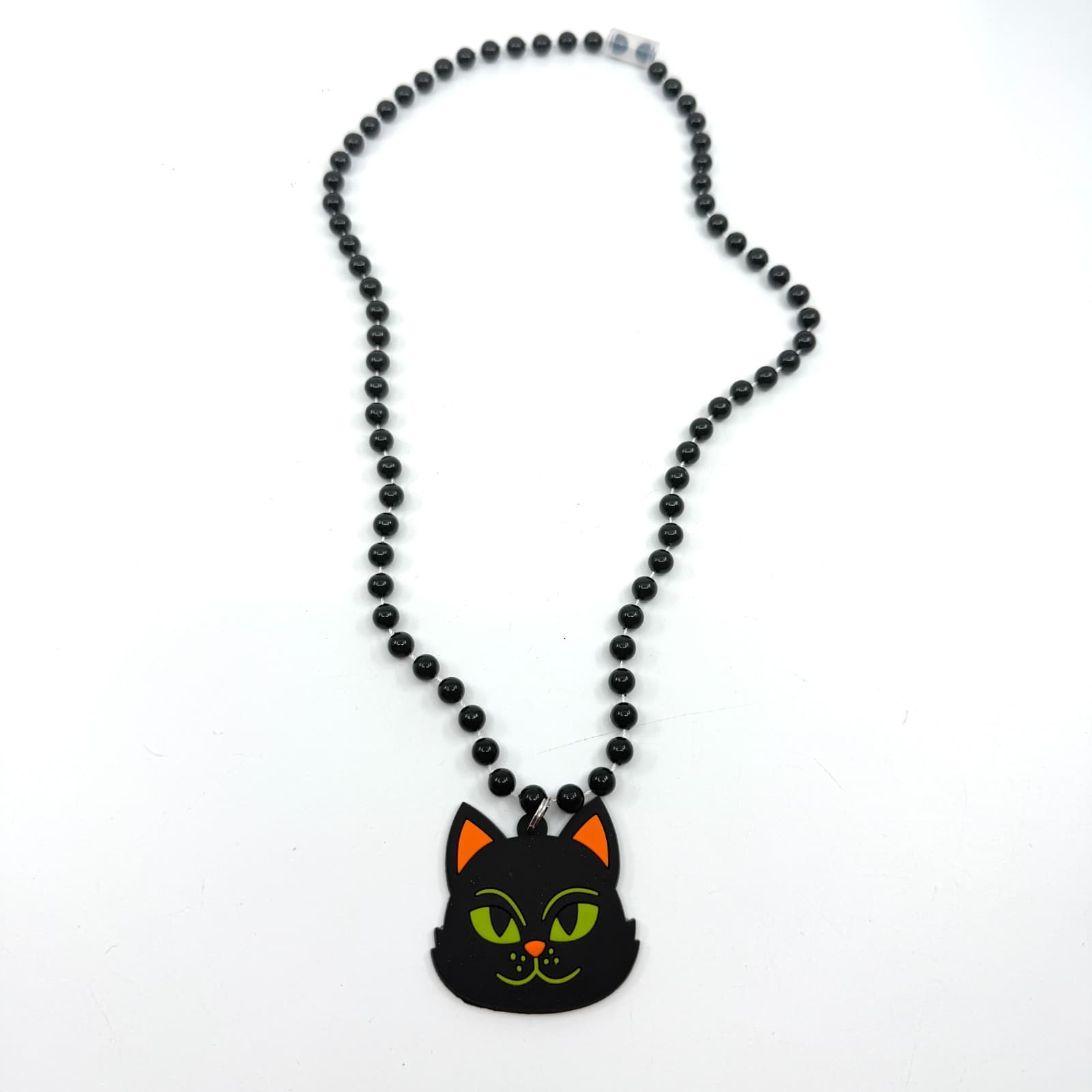 Gothic Black Cat Pendant Necklace Beaded Kitsch Statement Halloween Gift Boho