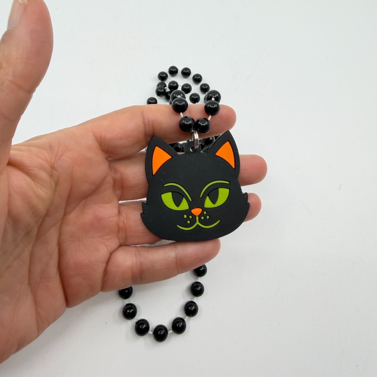 Gothic Black Cat Pendant Necklace Beaded Kitsch Statement Halloween Gift Boho - Thumbnail 6