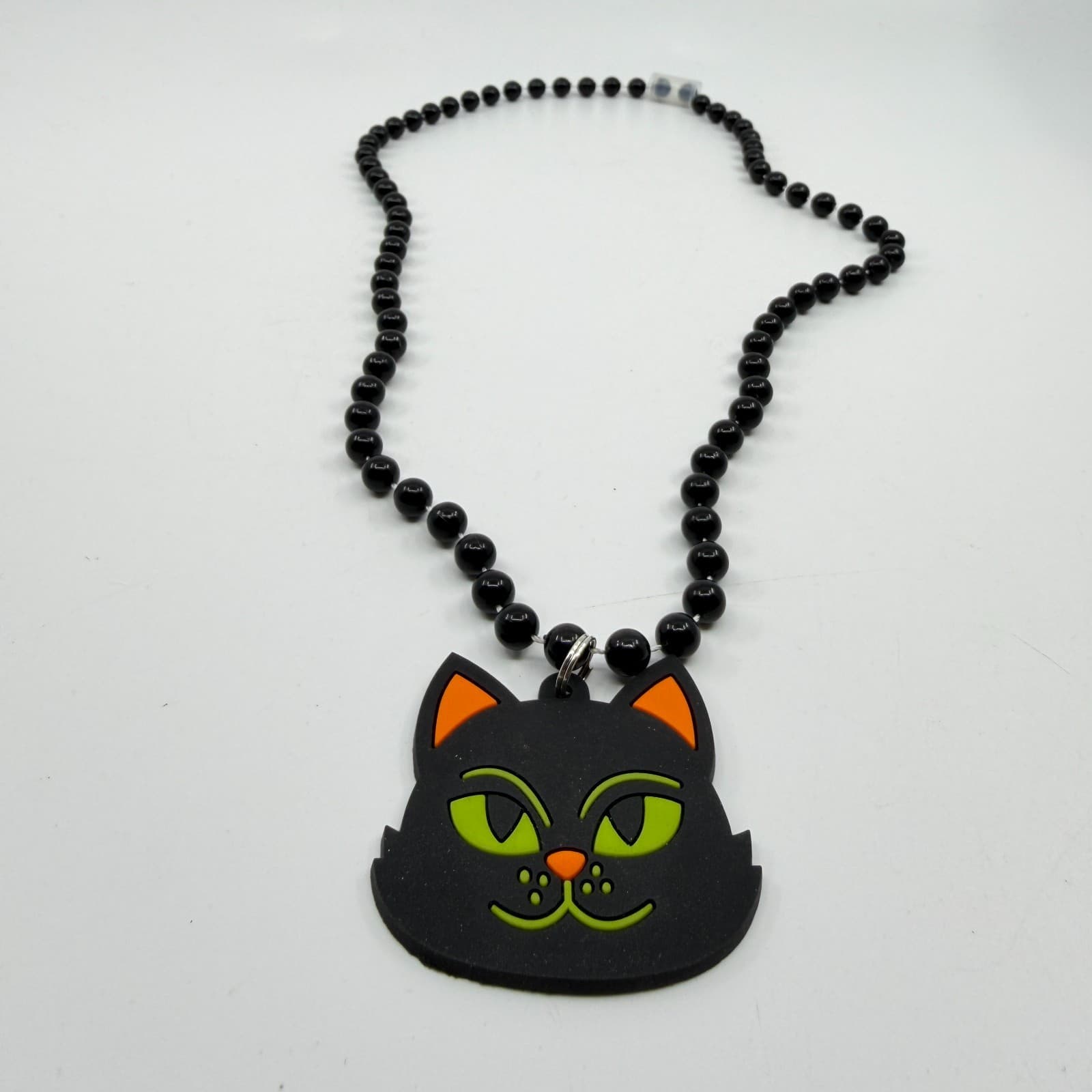 Gothic Black Cat Pendant Necklace Beaded Kitsch Statement Halloween Gift Boho - Thumbnail 3