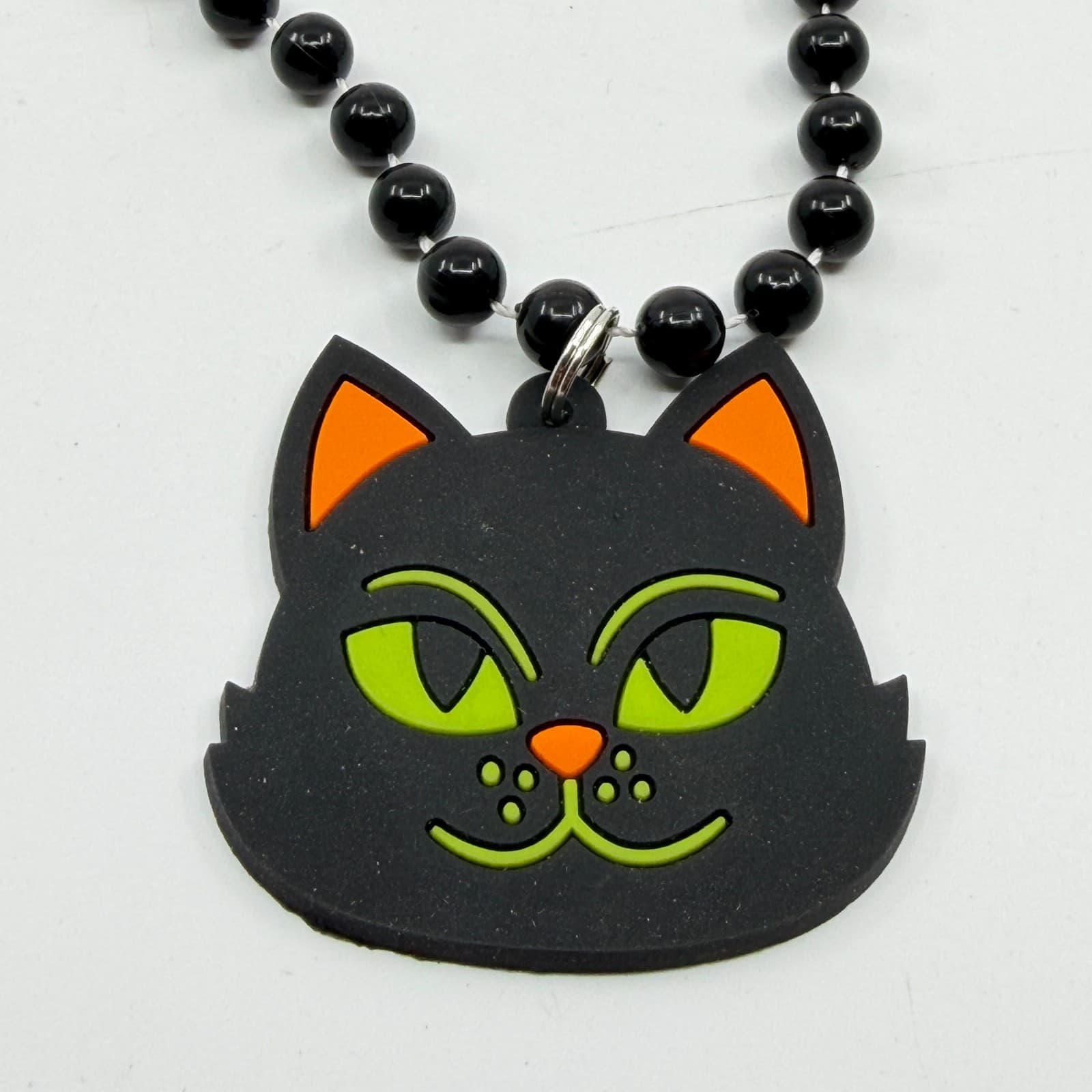 Gothic Black Cat Pendant Necklace Beaded Kitsch Statement Halloween Gift Boho - Thumbnail 4