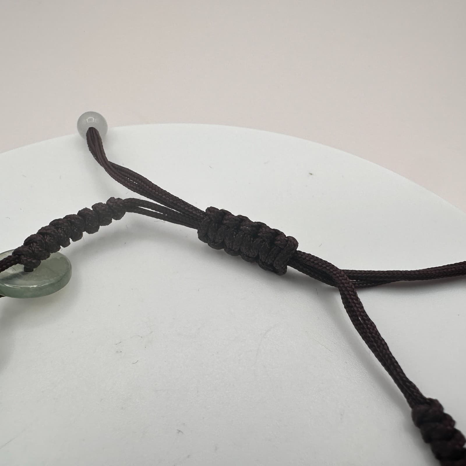 Vintage 90s Simulated Jade Disc Cord Adjustable Bracelet Boho Women's Jewelry - Thumbnail 7