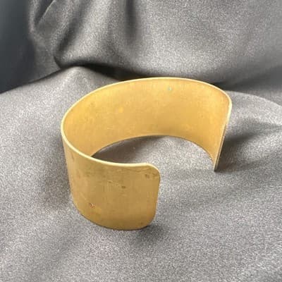 Vintage 90s Gold Tone Wide Cuff Bracelet Boho Estate Classic Fashion Jewelry - Thumbnail 5