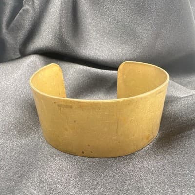 Vintage 90s Gold Tone Wide Cuff Bracelet Boho Estate Classic Fashion Jewelry - Thumbnail 7