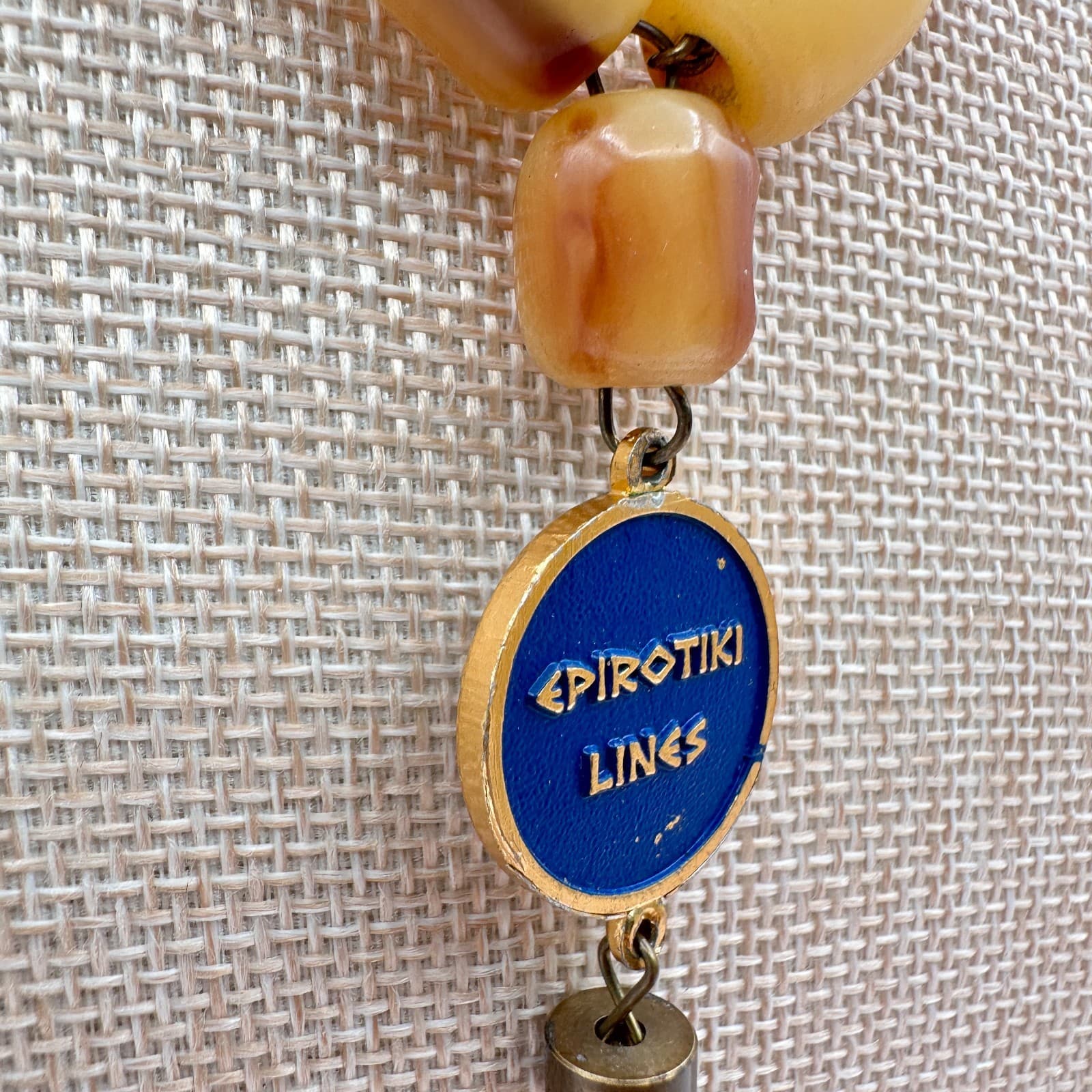 Vintage 80s Epirotiki Lines Yellow Glass Tassel Greek Cruise Souvenir Necklace - Thumbnail 4