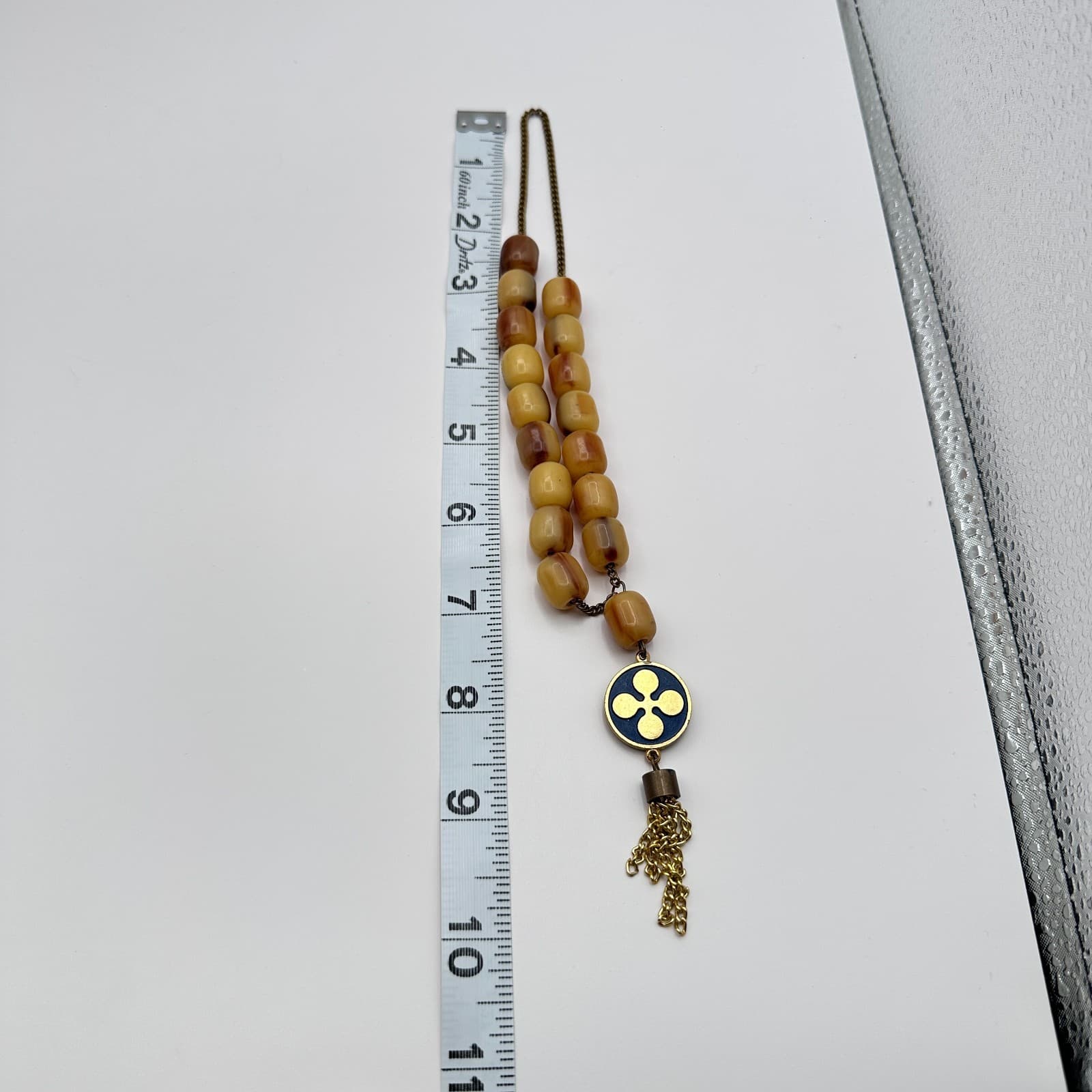 Vintage 80s Epirotiki Lines Yellow Glass Tassel Greek Cruise Souvenir Necklace - Thumbnail 7