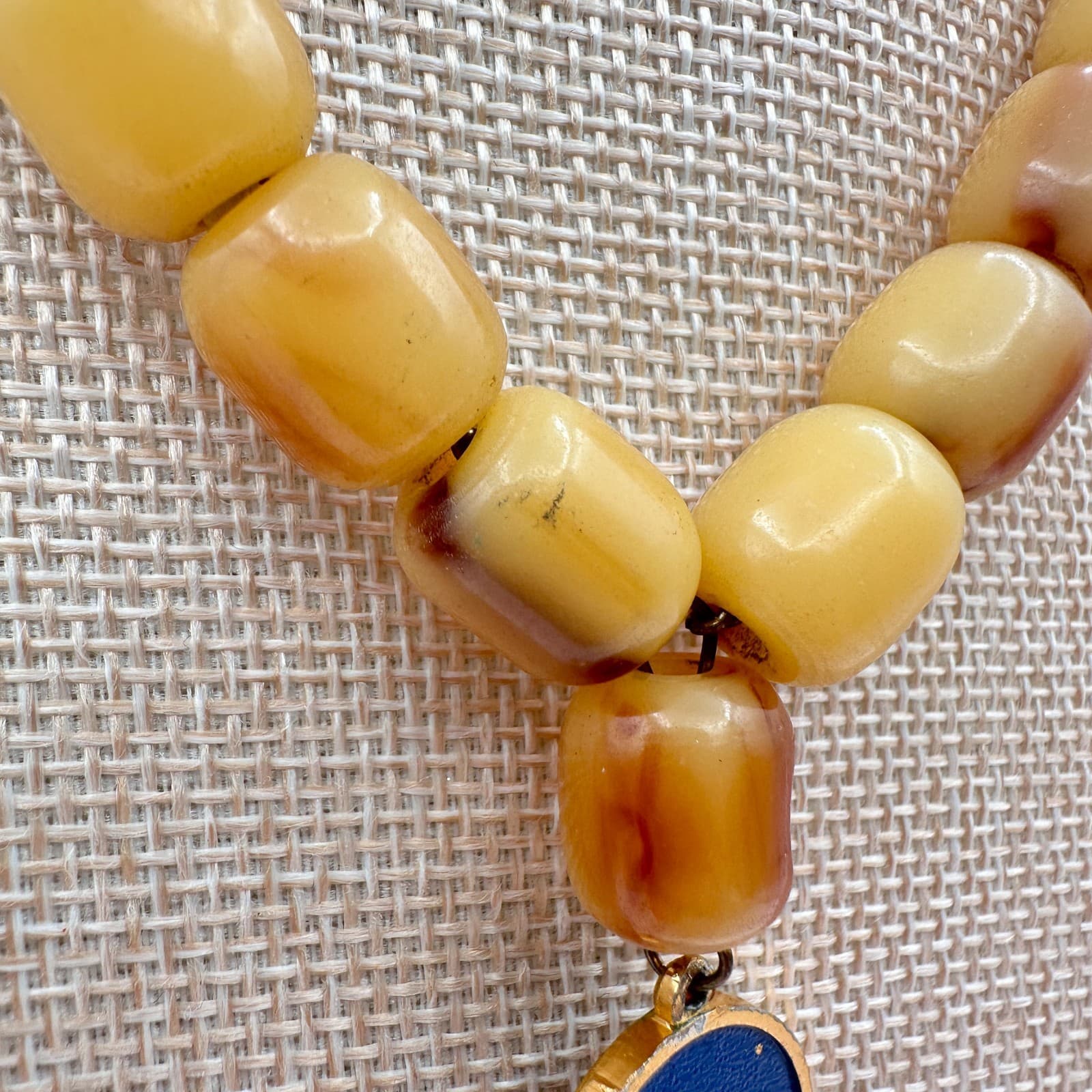 Vintage 80s Epirotiki Lines Yellow Glass Tassel Greek Cruise Souvenir Necklace - Thumbnail 3