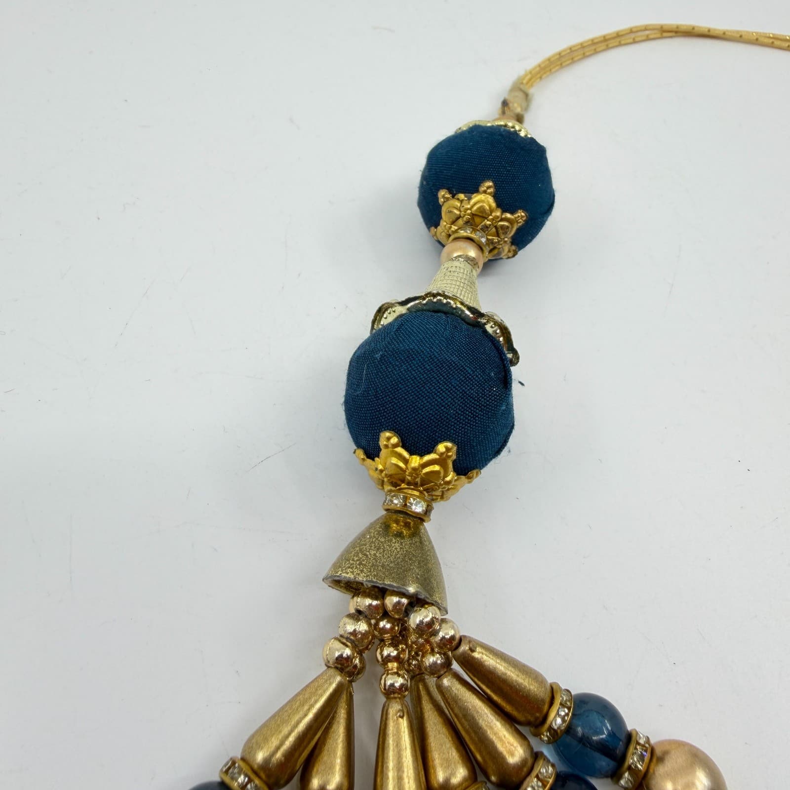 Boho Teal Silk Tassel Pendant Statement Ornament Gift Festival Layering Charm - Thumbnail 5
