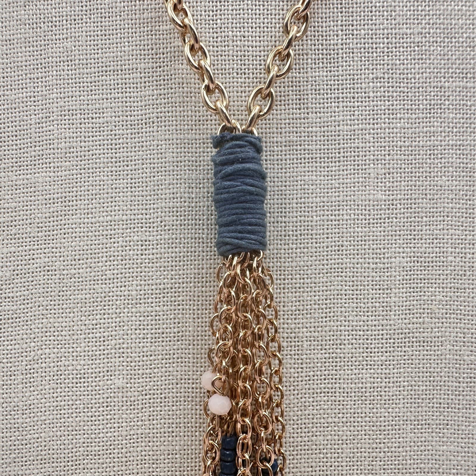 Vintage Y2K GoldTone Tassel Necklace Cowrie Shells Beads Classic Fashion Jewelry - Thumbnail 7