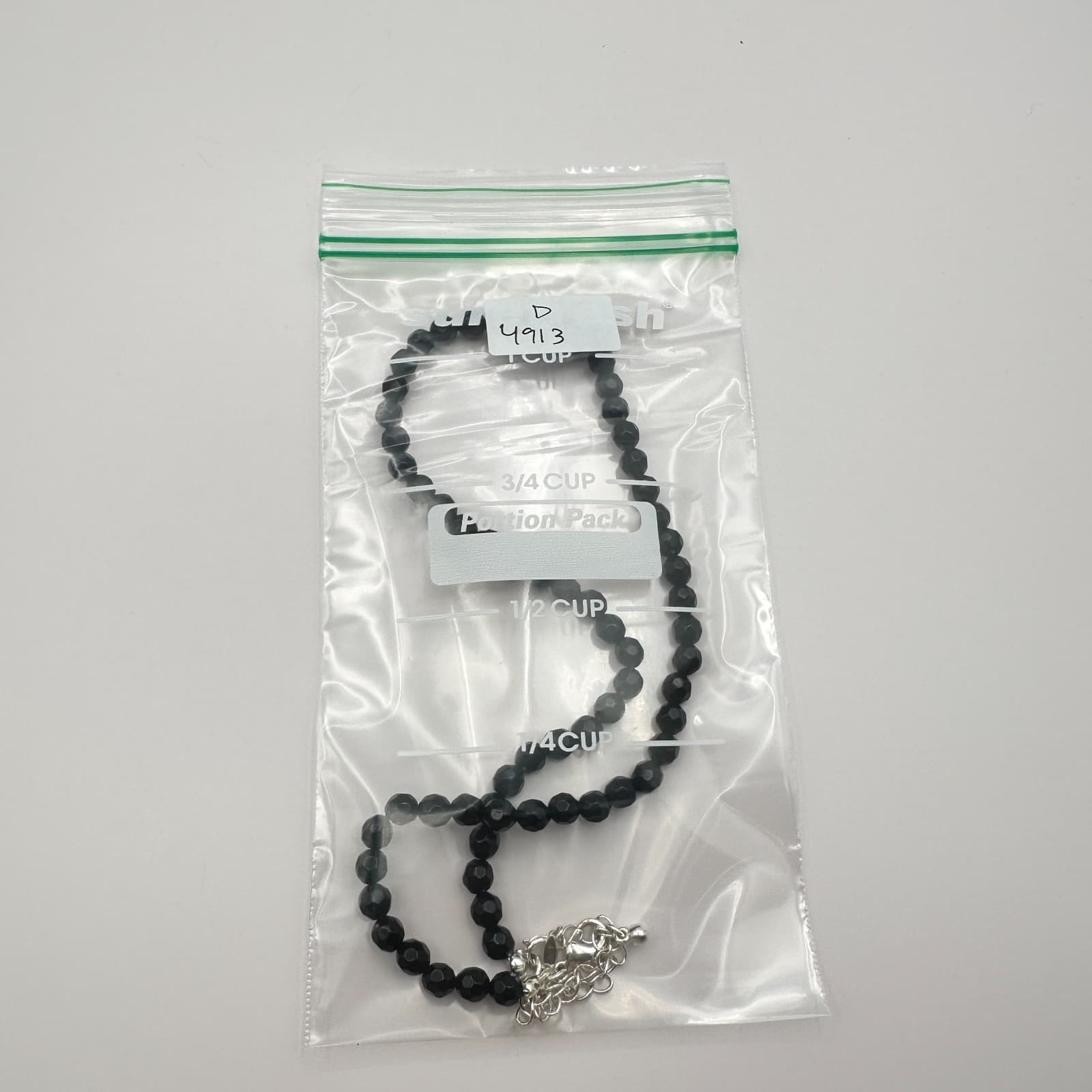 Vintage 90s Black Faceted Glass Bead Necklace Classic Minimalist Goth Jewelry - Thumbnail 9