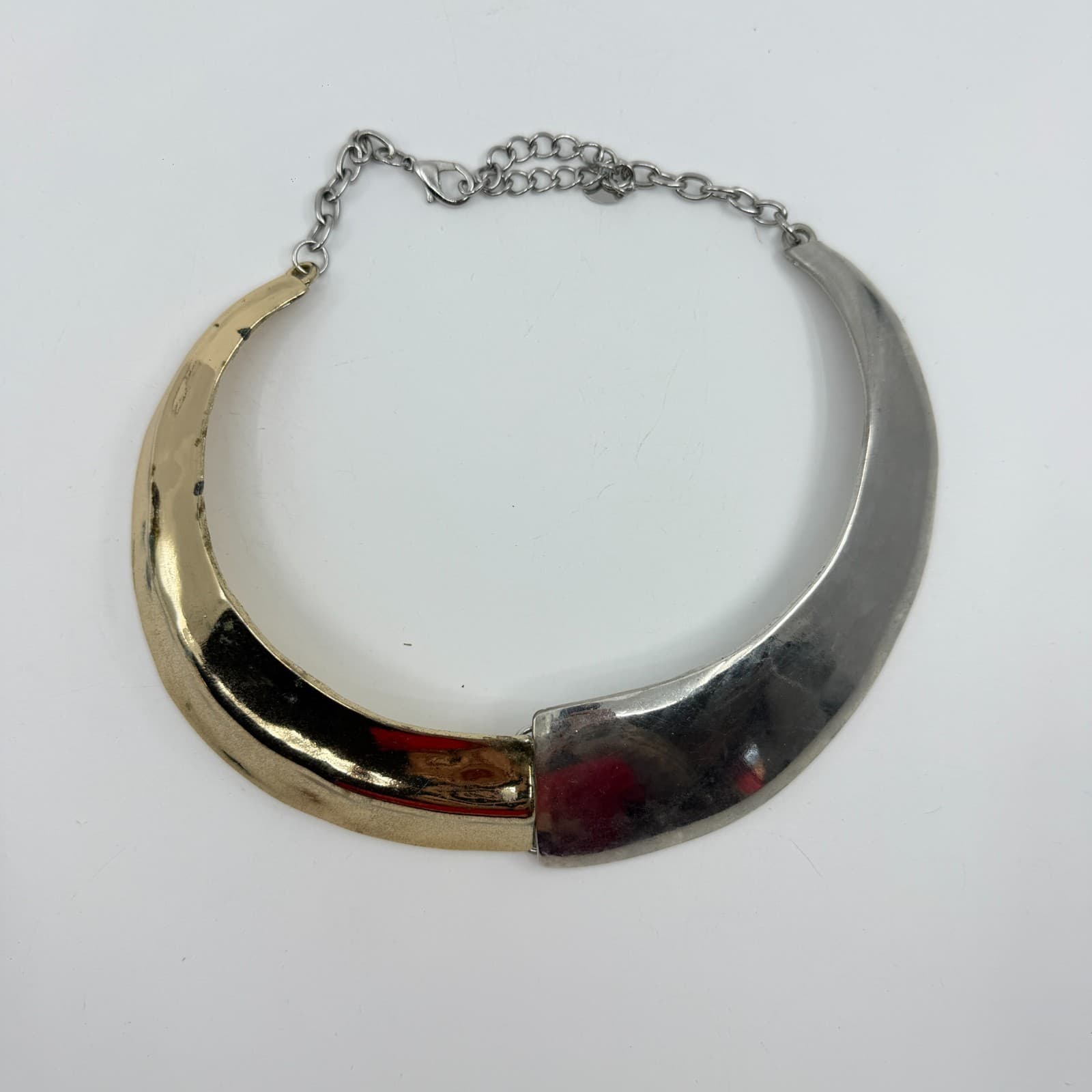 Two Tone Gold & Silver Tone Mixed Metal Collar Choker Necklace Statement Chunky - Thumbnail 7