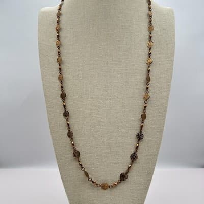 Vintage Y2K Filigree Disc Station Link Chain Necklace Women's Classic Jewelry - Thumbnail 2