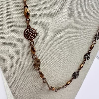 Vintage Y2K Filigree Disc Station Link Chain Necklace Women's Classic Jewelry - Thumbnail 5