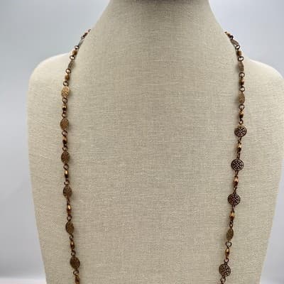 Vintage Y2K Filigree Disc Station Link Chain Necklace Women's Classic Jewelry - Thumbnail 3
