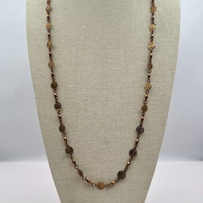 Vintage Y2K Filigree Disc Station Link Chain Necklace Women's Classic Jewelry