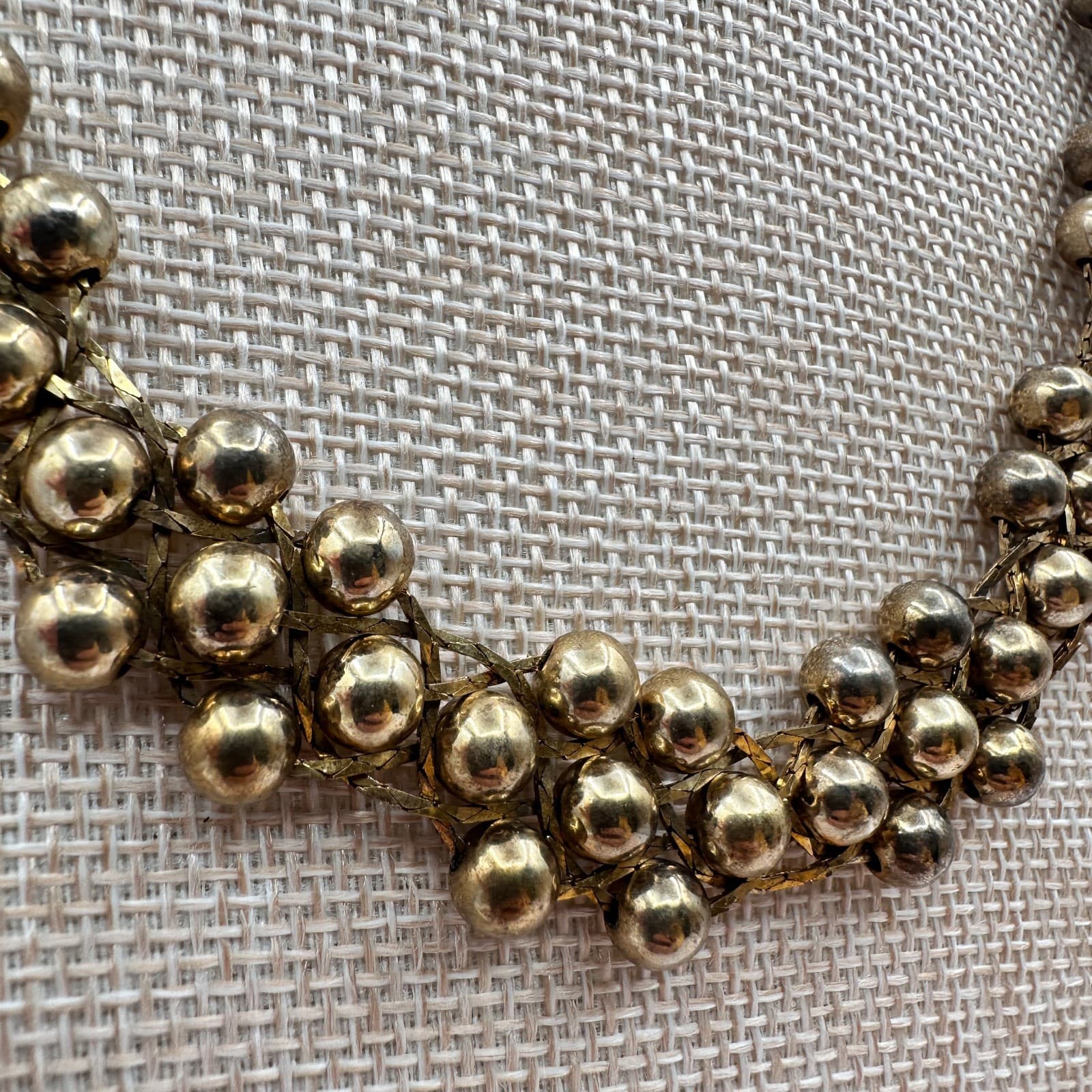 Vintage Y2K Gold Tone Beaded Statement Collar Necklace Women's Fashion Jewelry - Thumbnail 3