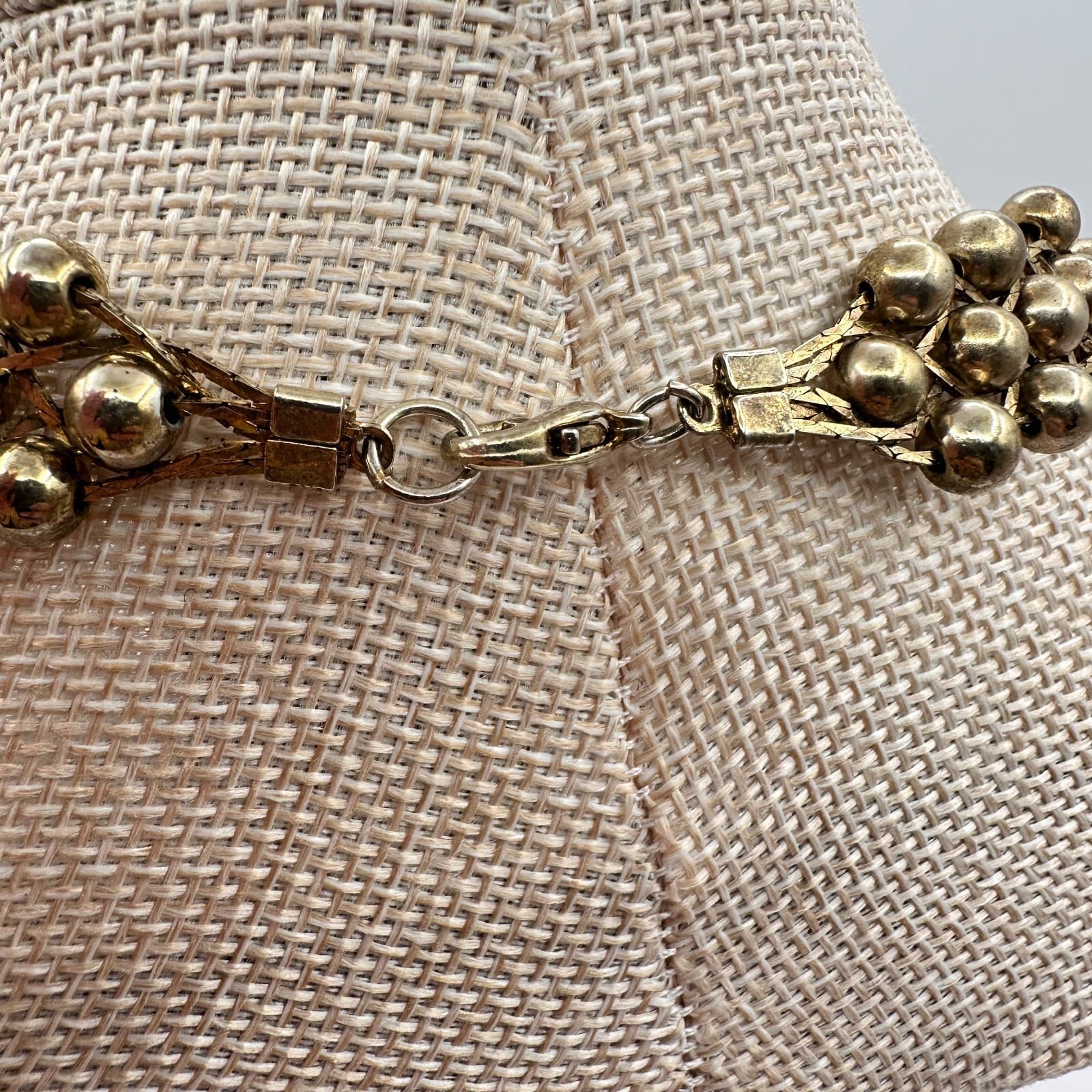 Vintage Y2K Gold Tone Beaded Statement Collar Necklace Women's Fashion Jewelry - Thumbnail 7