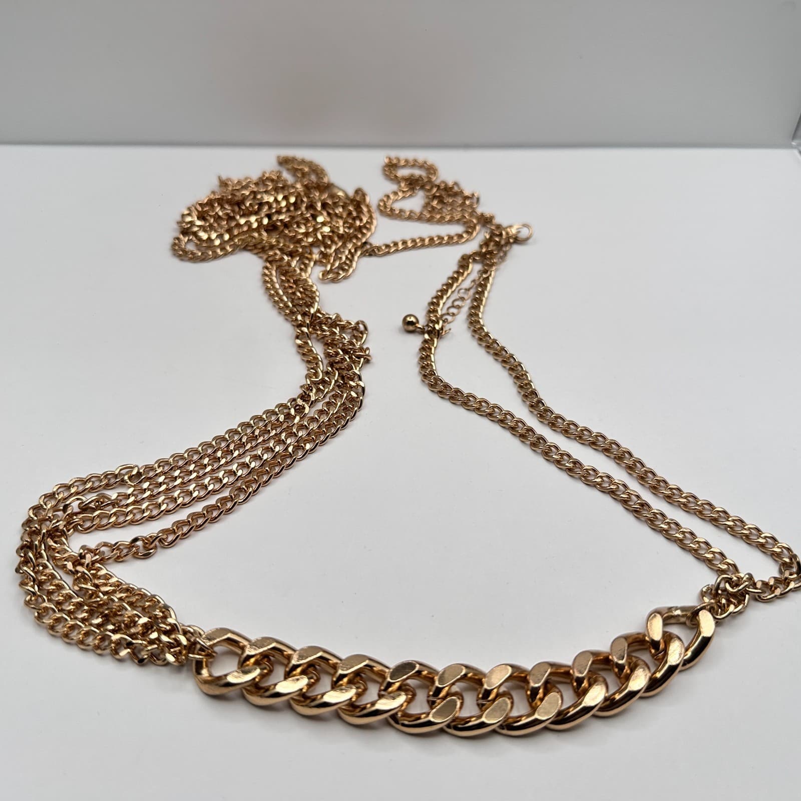 Vintage Y2K Chunky Gold Tone Belly Chain Multi-Layer Layered Statement Jewelry - Thumbnail 5