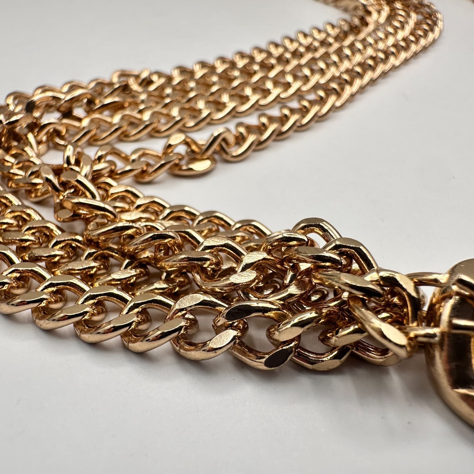 Vintage Y2K Chunky Gold Tone Belly Chain Multi-Layer Layered Statement Jewelry - Thumbnail 3