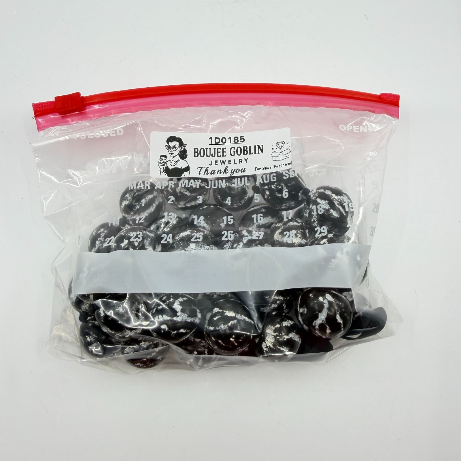 Chunky Black Kukui Nut Lei Necklace Gothic Hawaiian Statement Ribbon Tie Gift - Thumbnail 9