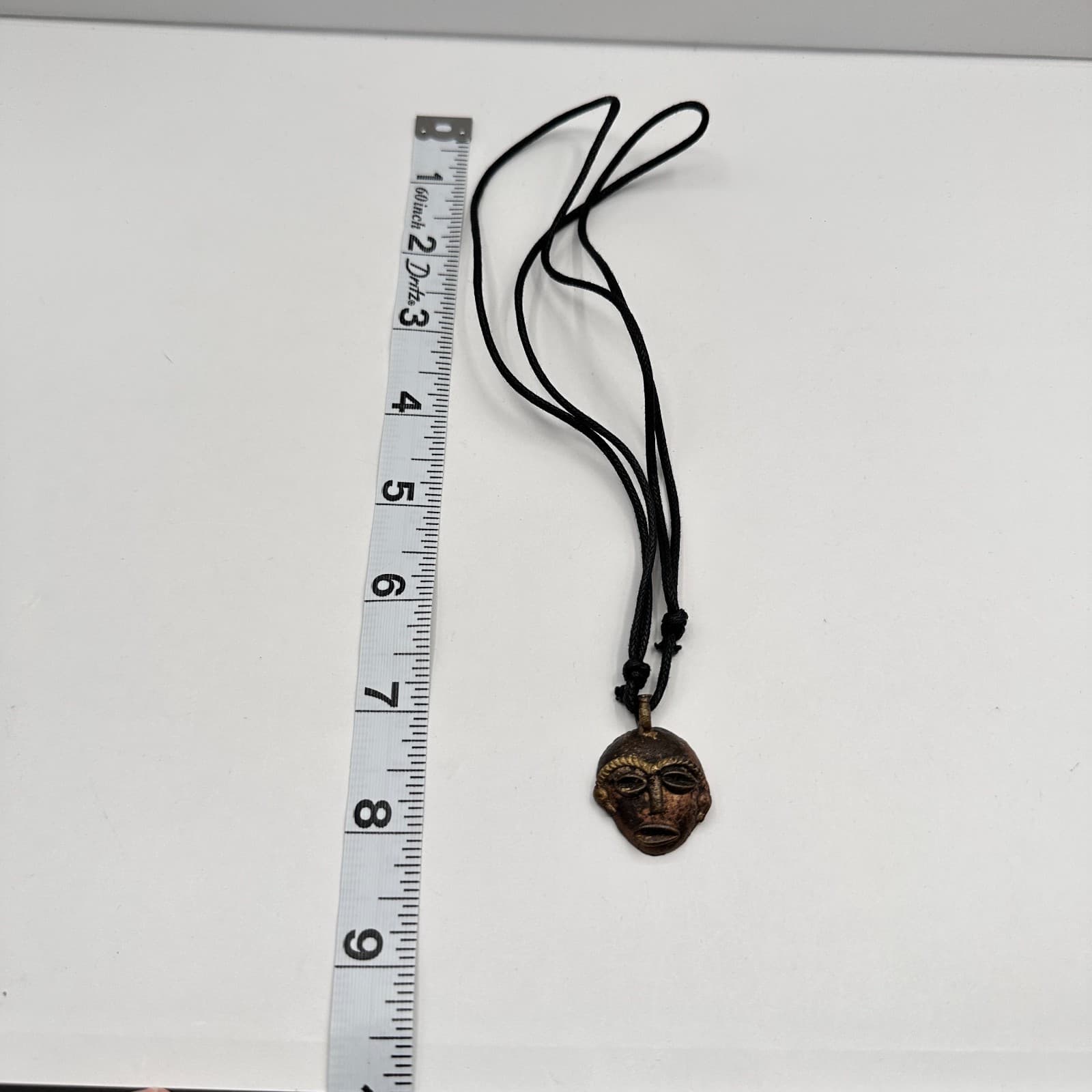 Vintage 90s Bronze Tone Tribal Mask Pendant Necklace Women's Classic Jewelry 90s - Thumbnail 6