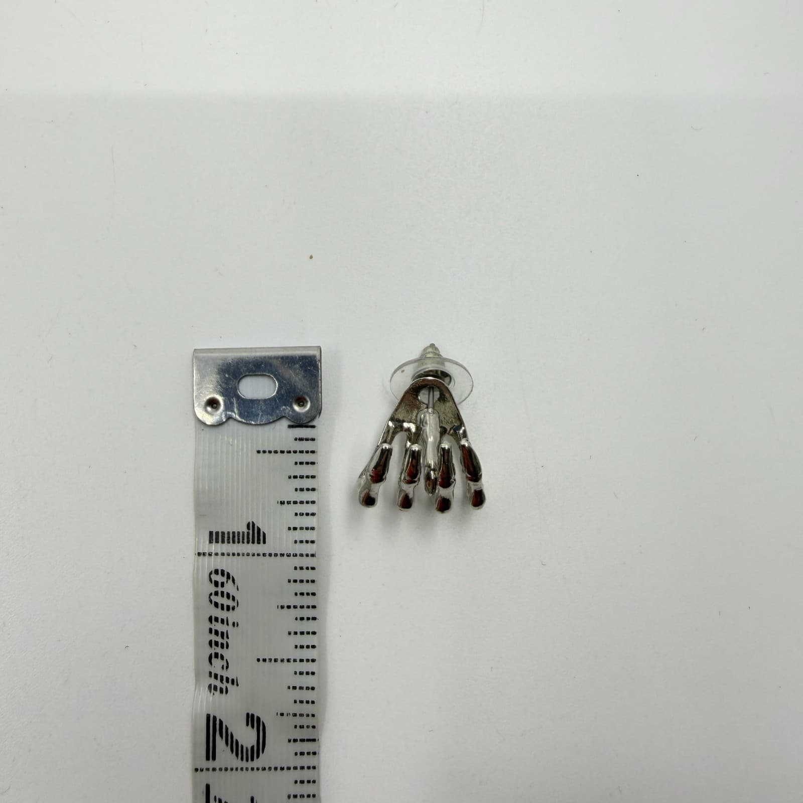 Gothic Silver Tone Skeleton Hand Post Stud Earring Punk Halloween Statement Gift - Thumbnail 7
