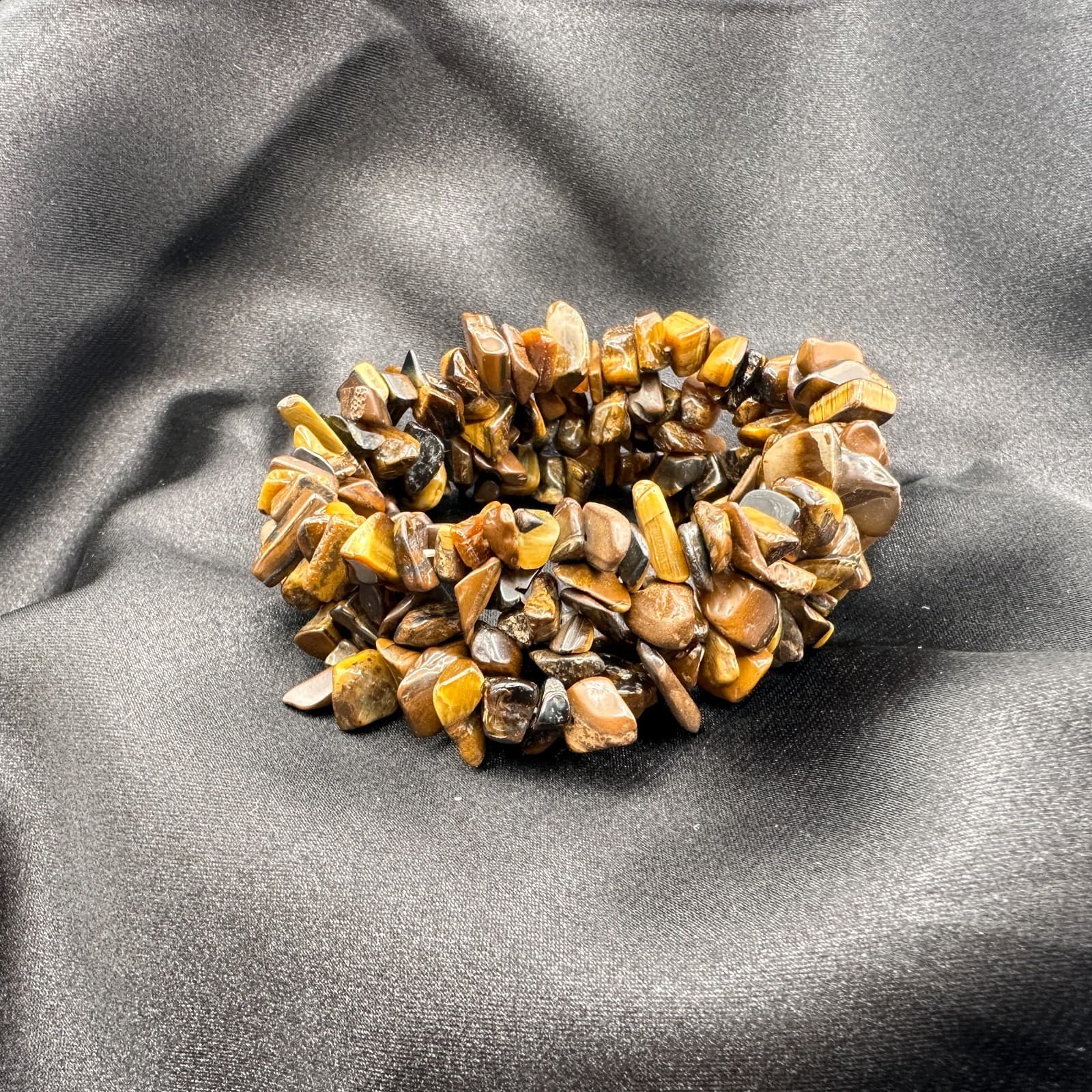 Vintage 90s Brown Earth Tone Chip Stretch Bracelet Boho Estate Fashion Jewelry - Thumbnail 9