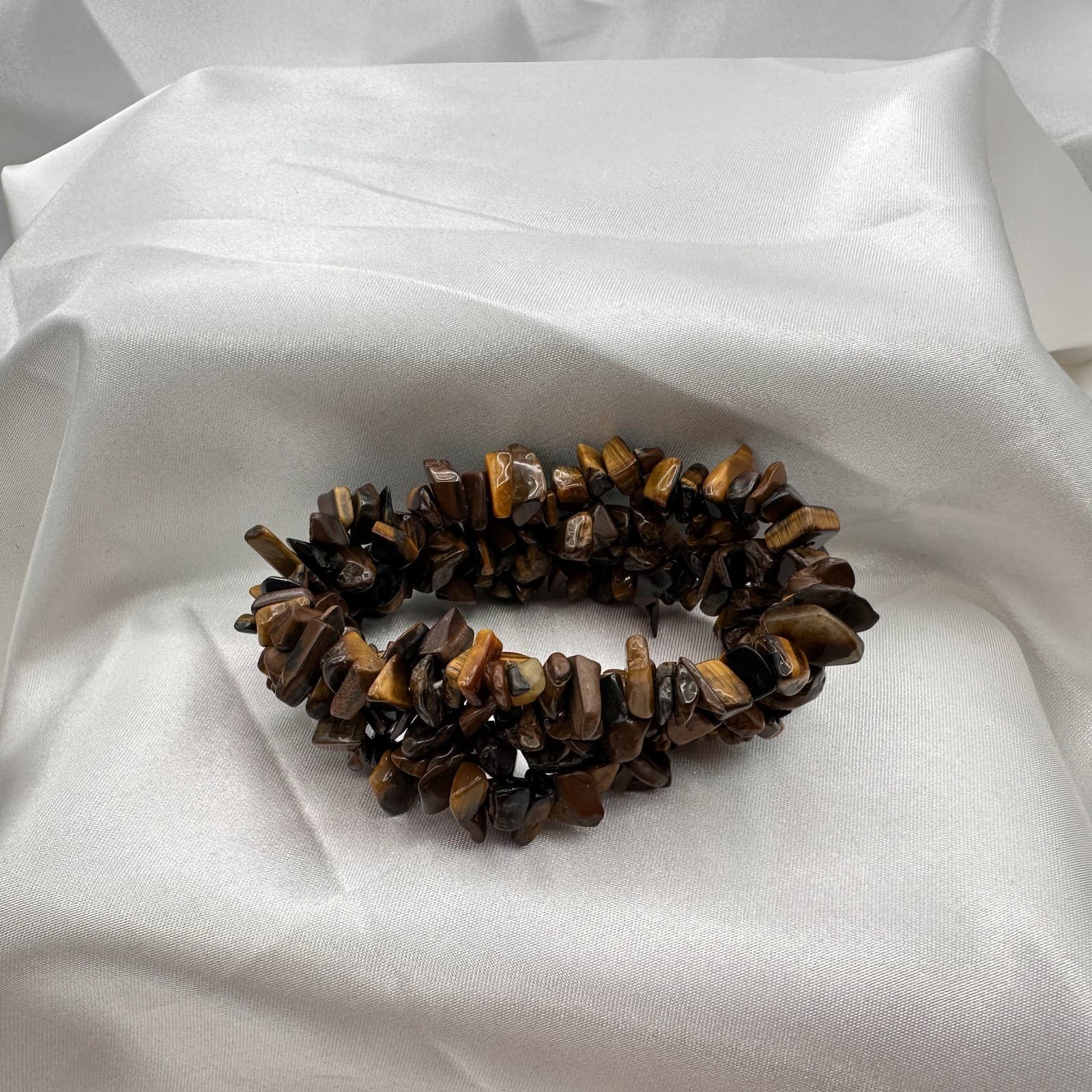 Vintage 90s Brown Earth Tone Chip Stretch Bracelet Boho Estate Fashion Jewelry - Thumbnail 5