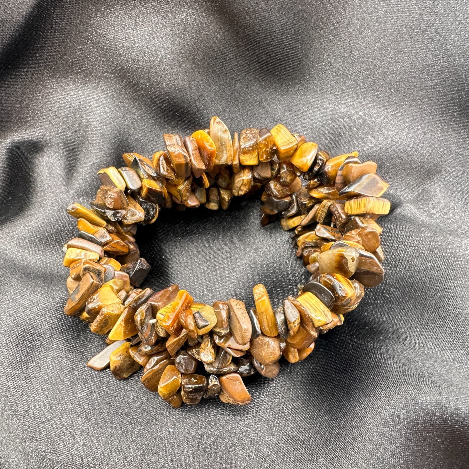 Vintage 90s Brown Earth Tone Chip Stretch Bracelet Boho Estate Fashion Jewelry - Thumbnail 7
