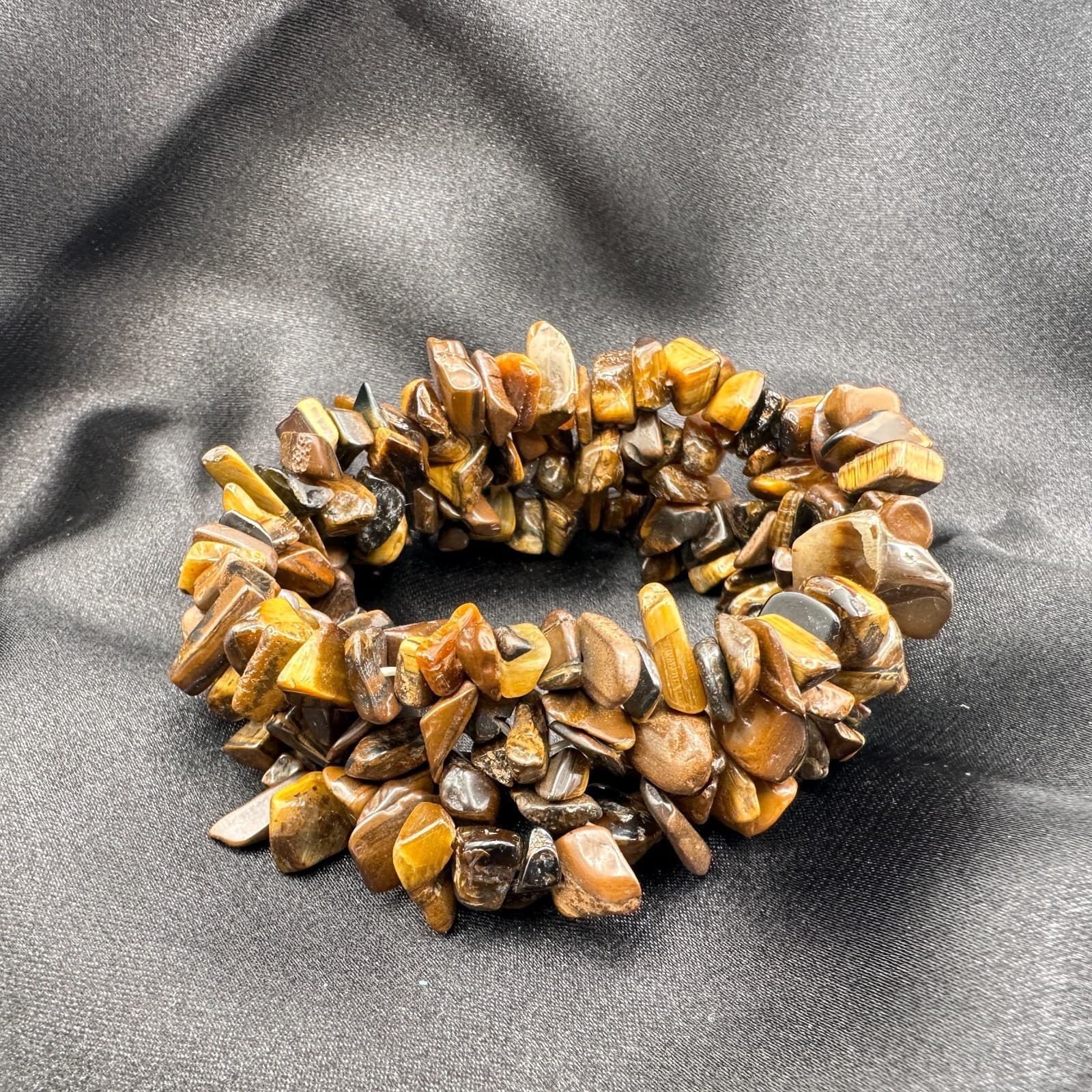 Vintage 90s Brown Earth Tone Chip Stretch Bracelet Boho Estate Fashion Jewelry - Thumbnail 11
