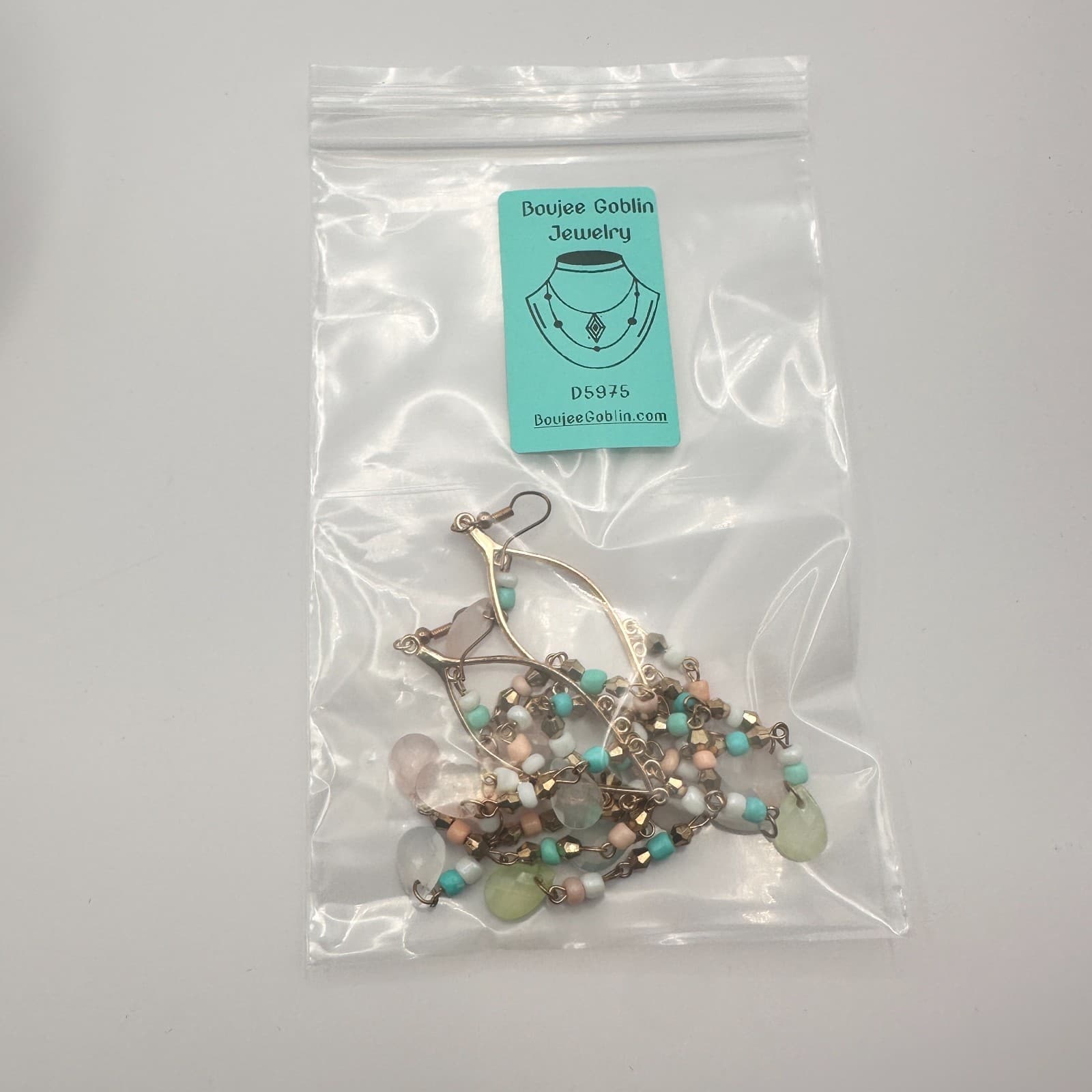 VTG Y2K Gold Tone Teardrop Beaded Chandelier Earrings Women's Classic Jewelry - Thumbnail 6