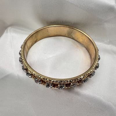 Vintage Y2K Gold tone Rhinestone Bracelet Women's Classic Fashion Jewelry - Thumbnail 2