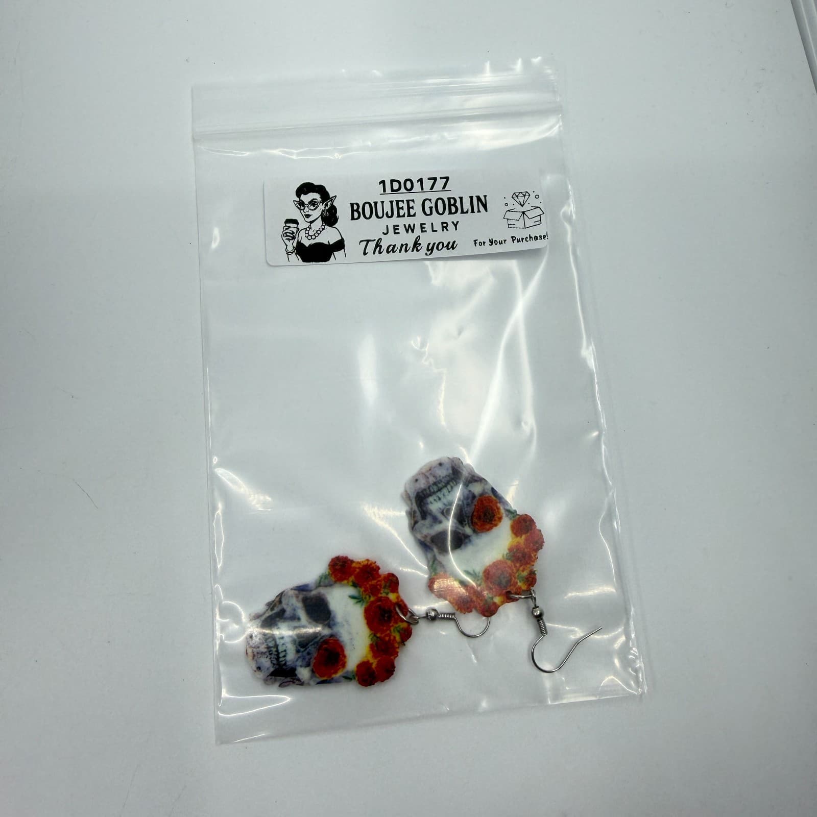 Y2K Gothic Day of the Dead Sugar Skull Acrylic Dangle Earrings Festival Gift - Thumbnail 9