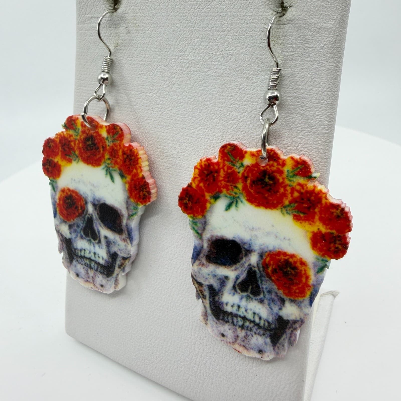 Y2K Gothic Day of the Dead Sugar Skull Acrylic Dangle Earrings Festival Gift - Thumbnail 4