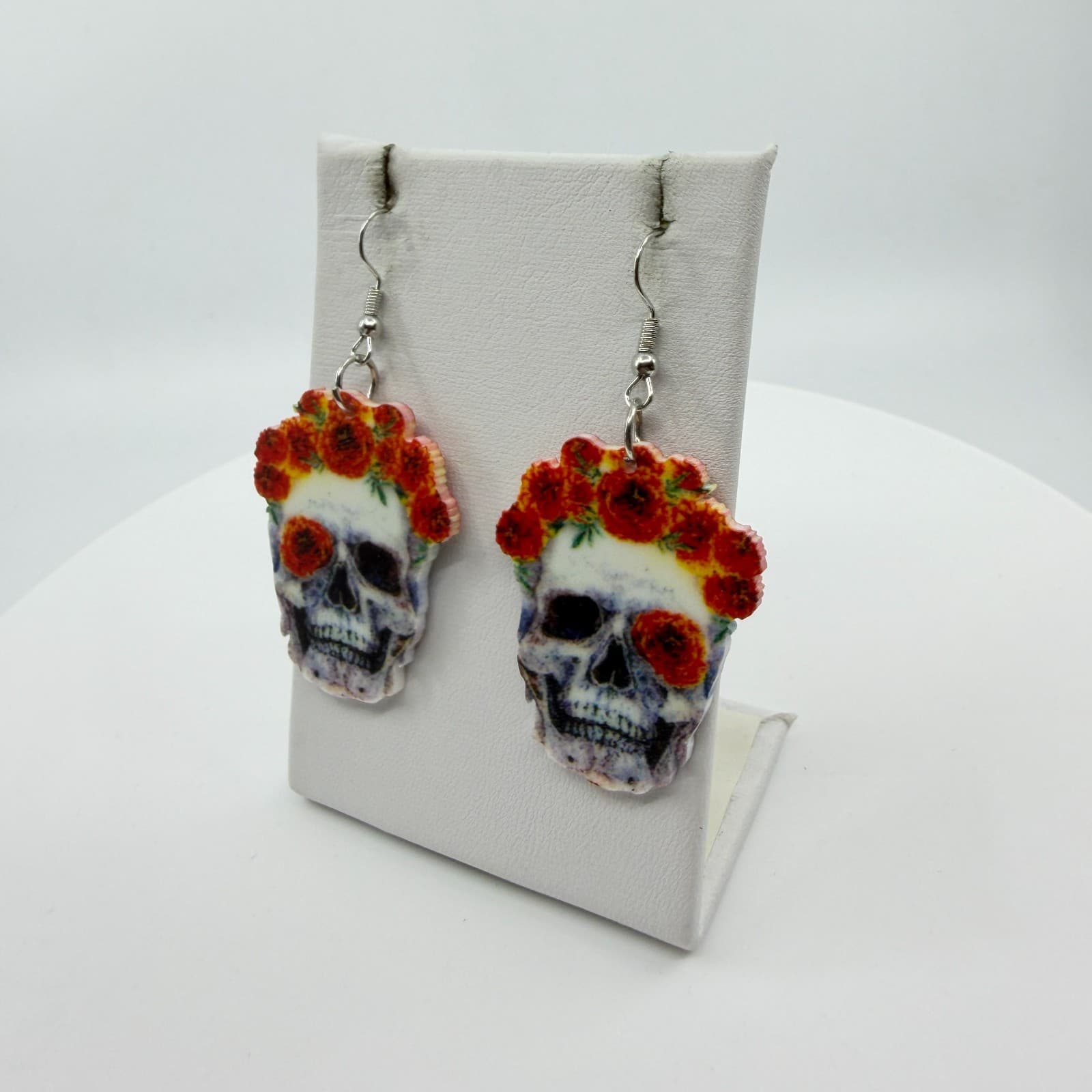 Y2K Gothic Day of the Dead Sugar Skull Acrylic Dangle Earrings Festival Gift - Thumbnail 5