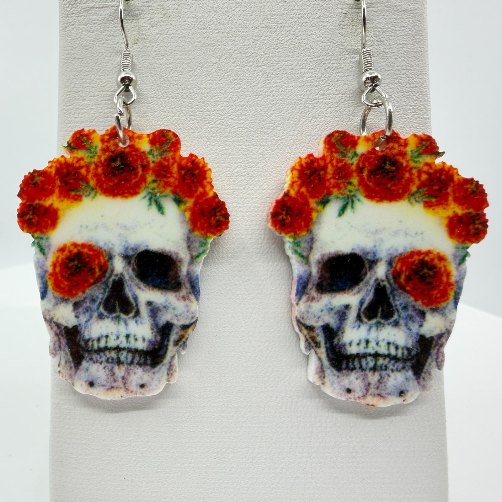 Y2K Gothic Day of the Dead Sugar Skull Acrylic Dangle Earrings Festival Gift - Thumbnail 6