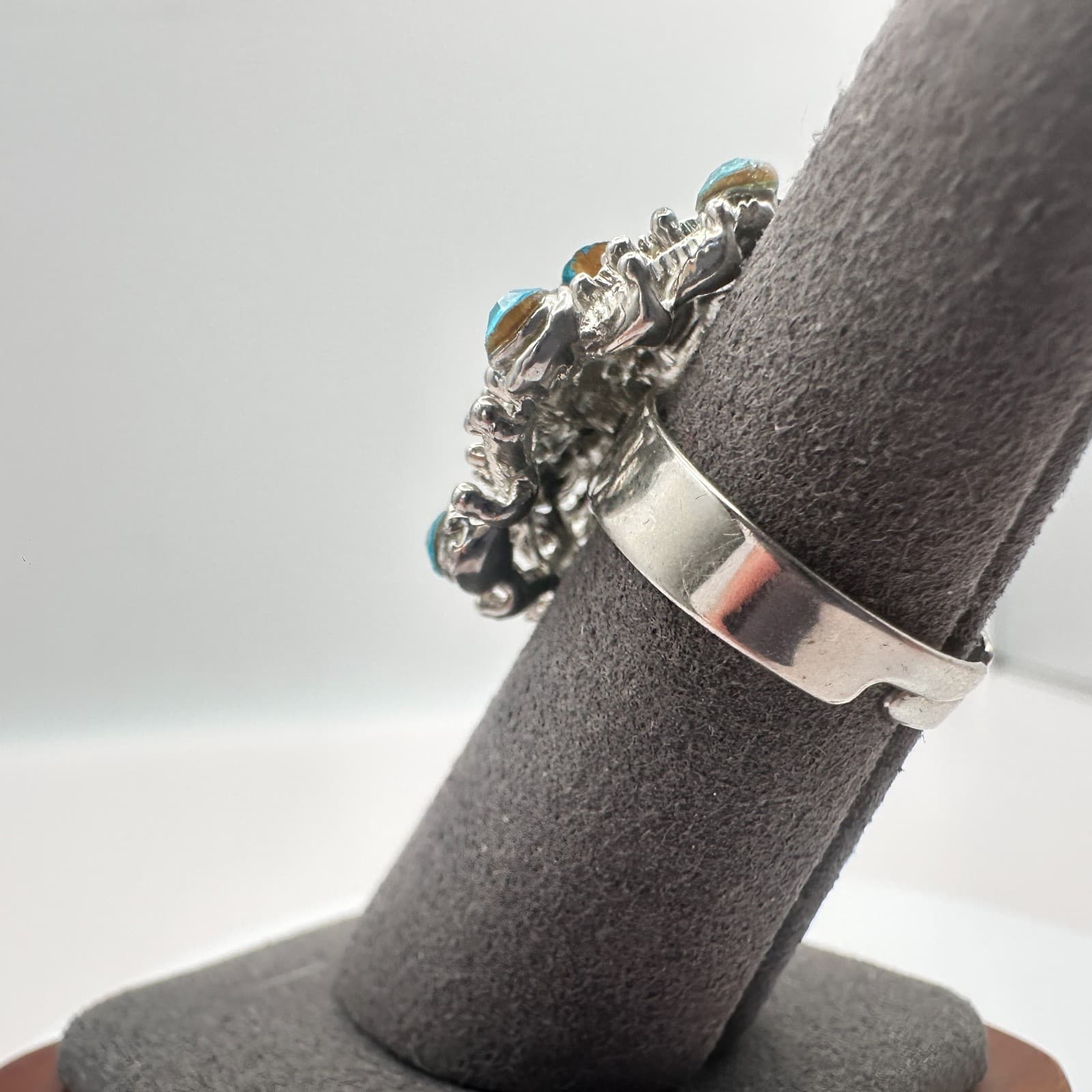 Vintage Y2K Silver Tone Blue Rhinestone Cocktail Ring Statement Women's Jewelry - Thumbnail 6