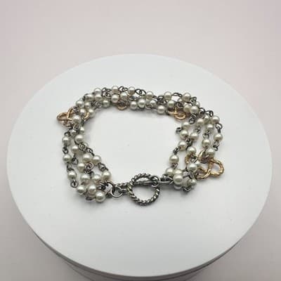 Vintage Y2K Multi Strand Faux Pearl Beaded Bracelet Women's Classic Jewelry - Thumbnail 2