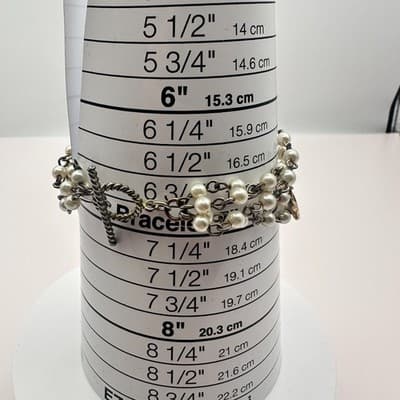 Vintage Y2K Multi Strand Faux Pearl Beaded Bracelet Women's Classic Jewelry - Thumbnail 9