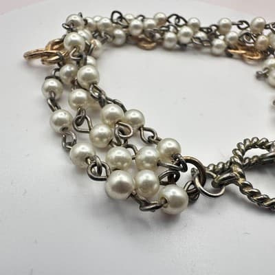 Vintage Y2K Multi Strand Faux Pearl Beaded Bracelet Women's Classic Jewelry - Thumbnail 7