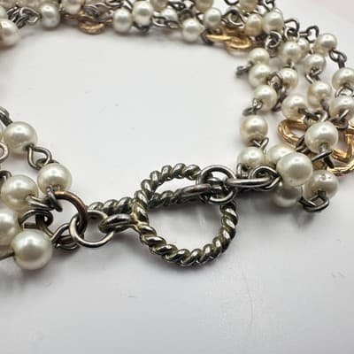 Vintage Y2K Multi Strand Faux Pearl Beaded Bracelet Women's Classic Jewelry - Thumbnail 5