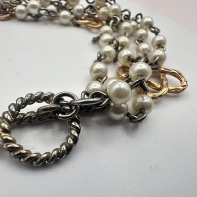 Vintage Y2K Multi Strand Faux Pearl Beaded Bracelet Women's Classic Jewelry - Thumbnail 6