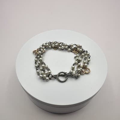 Vintage Y2K Multi Strand Faux Pearl Beaded Bracelet Women's Classic Jewelry - Thumbnail 8