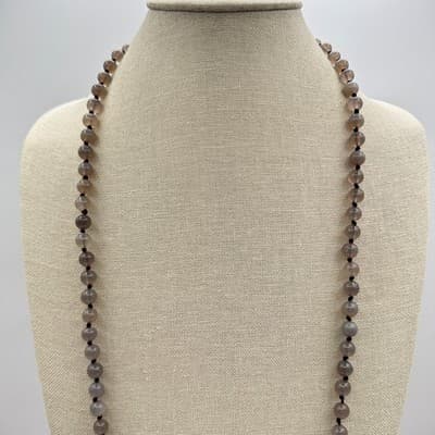 Vintage Y2K Grey Beaded Knotted Necklace Women's Classic Fashion Jewelry - Thumbnail 3