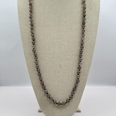 Vintage Y2K Grey Beaded Knotted Necklace Women's Classic Fashion Jewelry - Thumbnail 2