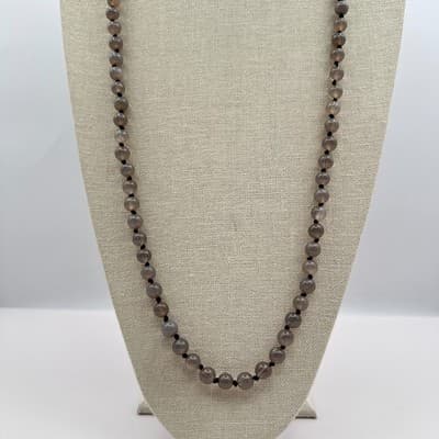 Vintage Y2K Grey Beaded Knotted Necklace Women's Classic Fashion Jewelry - Thumbnail 8