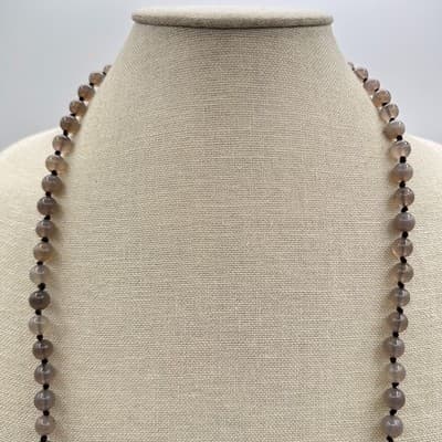 Vintage Y2K Grey Beaded Knotted Necklace Women's Classic Fashion Jewelry - Thumbnail 9